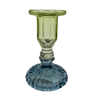 2 colored candleholder Dusty green/ Blue